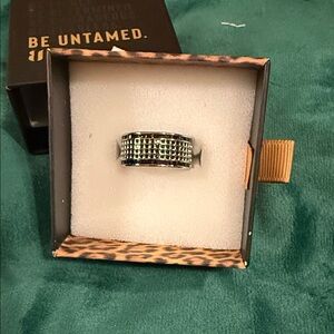 Pave Crystal Band Ring - Silver Tone